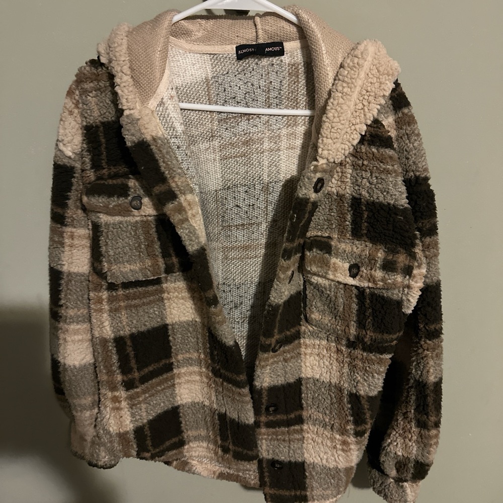 Almost Famous Cream and Brown Teddy Jacket